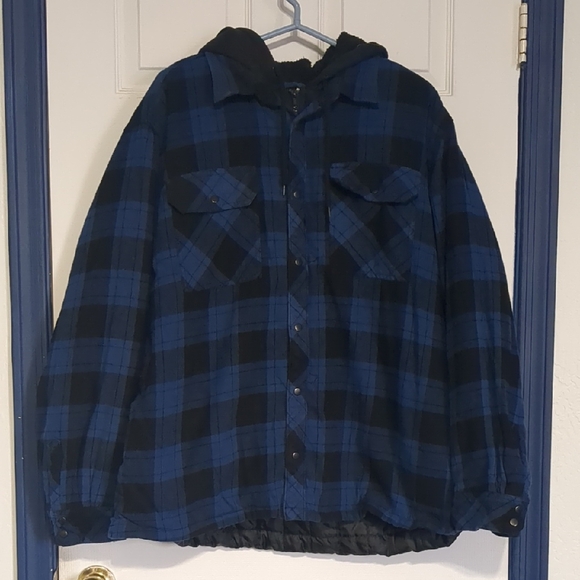 Boston Traders Other - Blue and Black Plaid Hooded Jacket XXL
